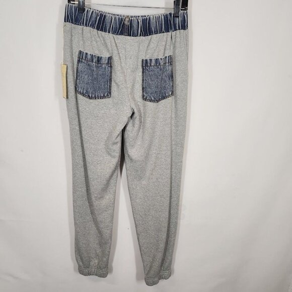 NWT Vintage Havana‎ WASHED DENIM AND FLEECE COMBO JOGGER Size Small - Picture 4 of 15